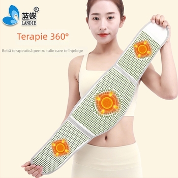 Centură de protecție talie, tricot poliester-elastan, burete de ghimbir, cărbune de bambus, închidere Velcro