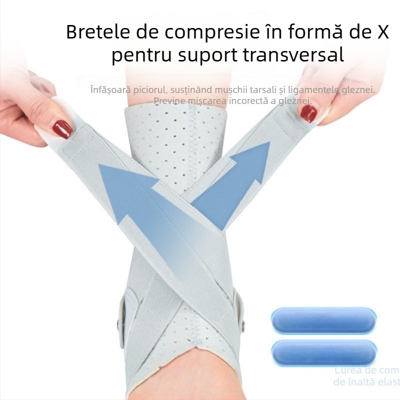 Orteză de gleznă din neopren, respirabilă, cu susținere reglabilă și ajutor de reabilitare; potrivită pentru fotbal, alergare, ciclism și drumeții.