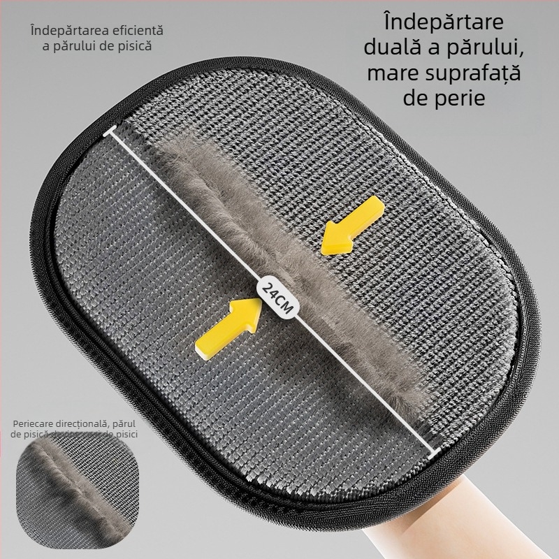 National Pet Mănușă electrostatică pentru îndepărtarea părului la pisici și câini; Pieptene bidirecțional pentru animale de companie; Velur + plasă respirabilă