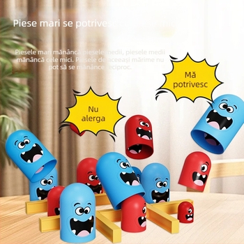 Joc de societate interactiv pentru copii cu tic-tac-toe și păpuși matrioșka, din plastic, marca Gannady, pentru vârsta 4–6 ani, dezvoltă coordonarea mână-ochi.