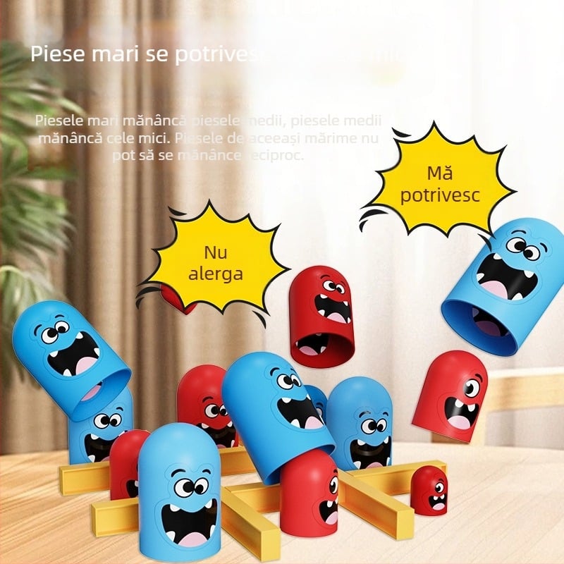 Joc de societate interactiv pentru copii cu tic-tac-toe și păpuși matrioșka, din plastic, marca Gannady, pentru vârsta 4–6 ani, dezvoltă coordonarea mână-ochi.