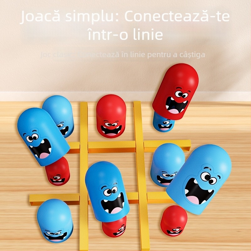 Joc de societate interactiv pentru copii cu tic-tac-toe și păpuși matrioșka, din plastic, marca Gannady, pentru vârsta 4–6 ani, dezvoltă coordonarea mână-ochi.