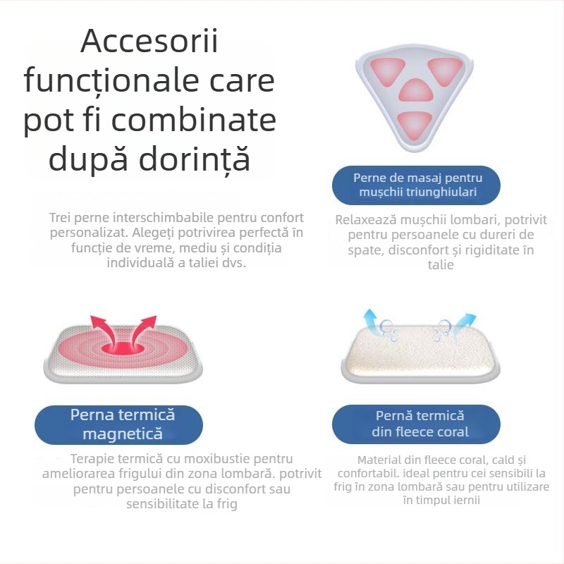 Bandă subțire de susținere lombară cu placă de oțel, material 3D din plasă și țesătură autoîncălzitoare pentru activități zilnice