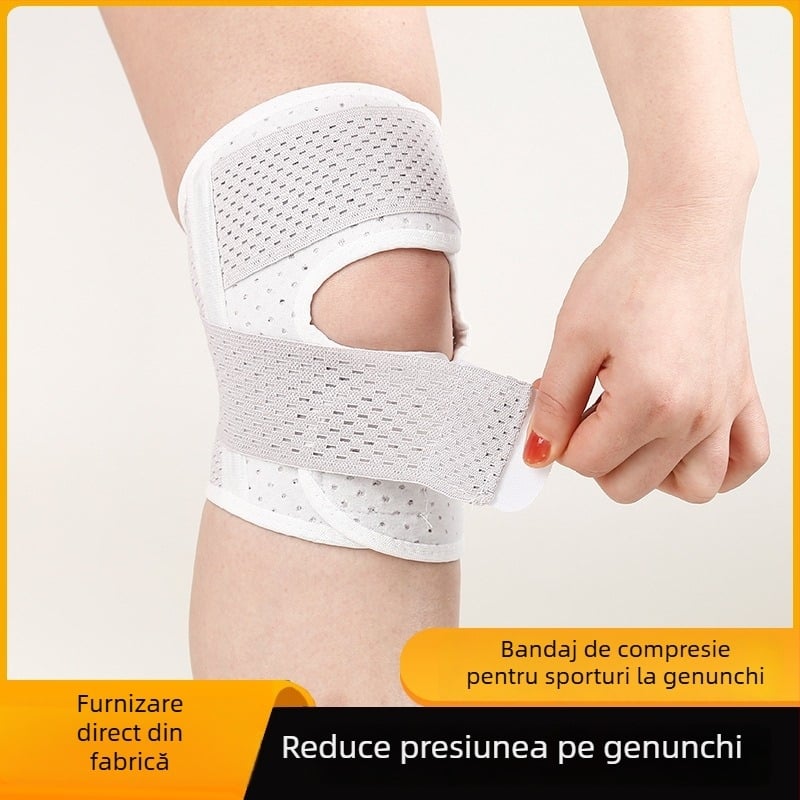 Genunchi cu curea — corp din nylon, susținere patelară și meniscală, pentru alergare, baschet și alpinism