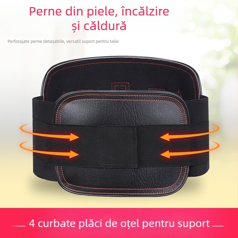 Centură din piele pentru talie, cu încălzire proprie, suport lombar respirabil pentru adulți cu hernie de disc lombară