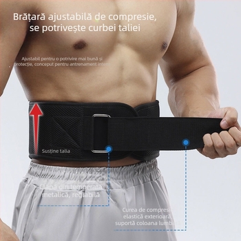 Centură de protecție pentru talie, pentru antrenamente cu greutăți și genuflexiuni – curea de compresie din fibre de poliester pentru bărbați și femei, suport pentru talie la powerlifting