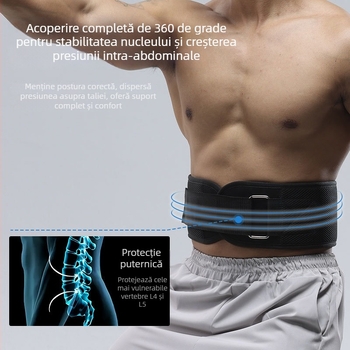 Centură de protecție pentru talie, pentru antrenamente cu greutăți și genuflexiuni – curea de compresie din fibre de poliester pentru bărbați și femei, suport pentru talie la powerlifting