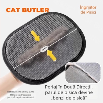Cat Butler Mănușă pentru îndepărtarea părului de la animale, ABS material, pieptene rotund, potrivită pentru pisici cu blană lungă