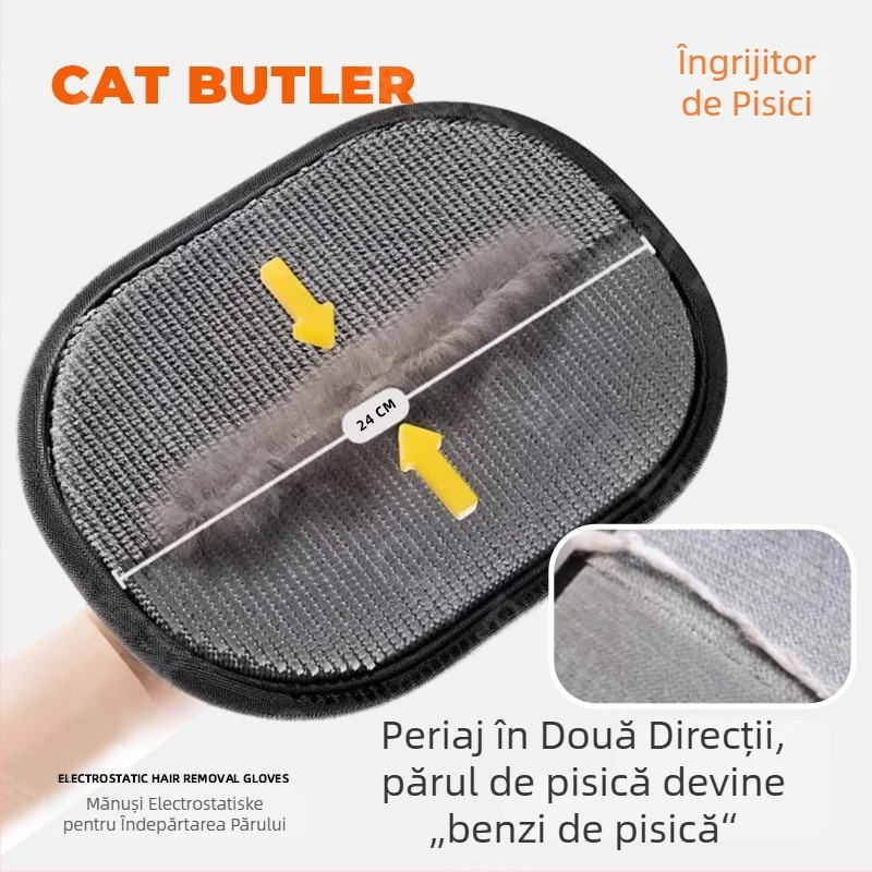 Cat Butler Mănușă pentru îndepărtarea părului de la animale, ABS material, pieptene rotund, potrivită pentru pisici cu blană lungă