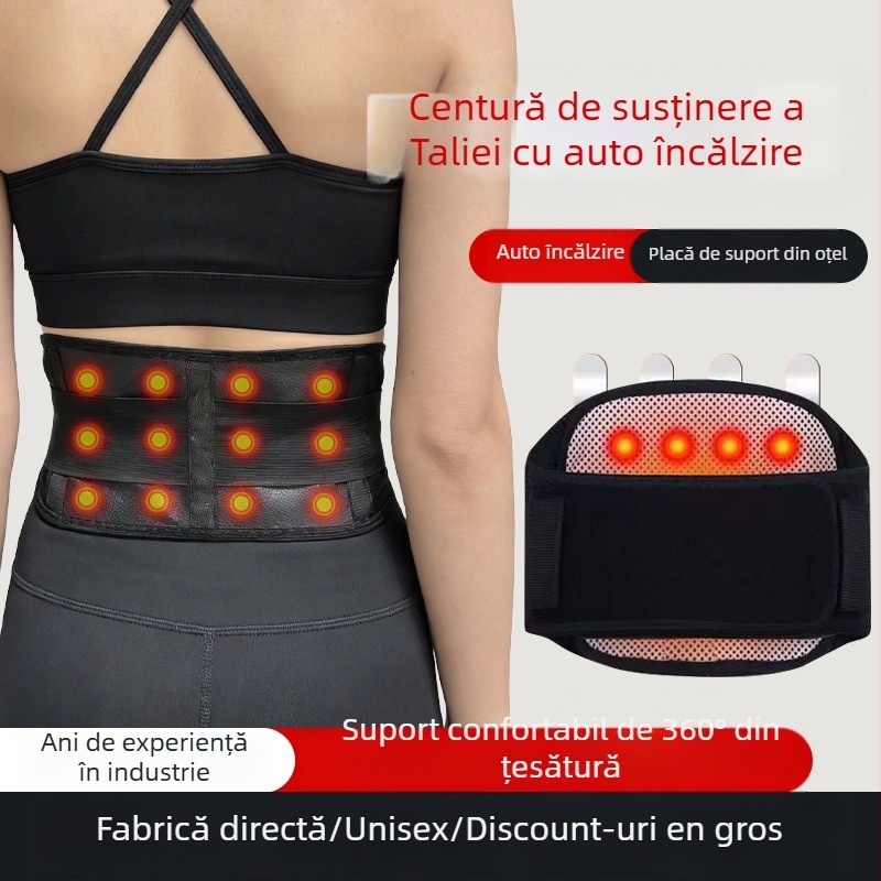 Banda de talie autoîncălzitoare cu magneți din turmalină, terapie cu infraroșu și placă din oțel pentru sprijin lombar