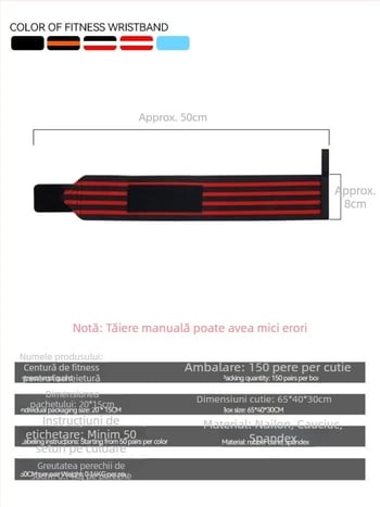 Bandă pentru încheietură pentru adulți - pentru powerlifting, din poliester și cauciuc, anti-rotire, pentru presă la bancă