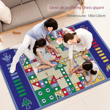 Flying Chess Carpet — Joc de familie Two-in-One pentru interior; Material: Plastic; Ambalaj: Cutie color; Potrivit pentru seniori 61+ ani