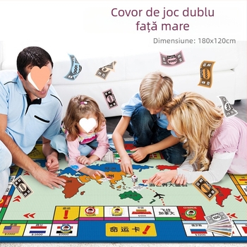 Flying Chess Carpet — Joc de familie Two-in-One pentru interior; Material: Plastic; Ambalaj: Cutie color; Potrivit pentru seniori 61+ ani