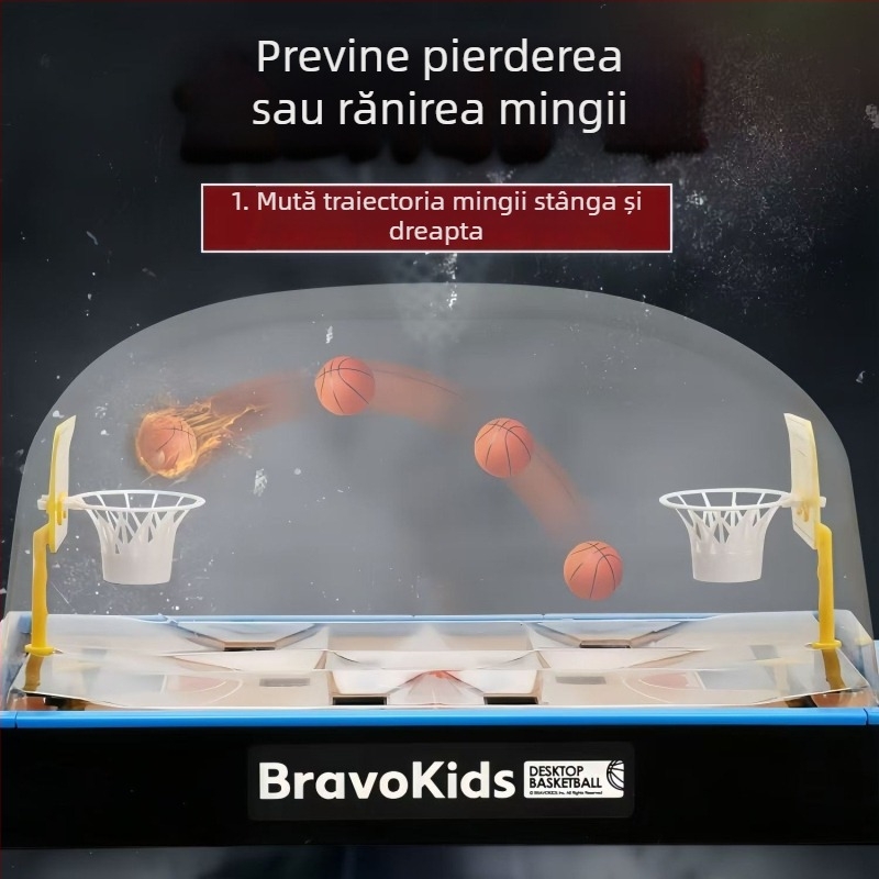 Joc de masă pentru doi – baschet și fotbal, din plastic; interacțiune părinte-copil, dezvoltare a gândirii, coordonare mână-ochi; pentru copii și tineri 4–35 ani