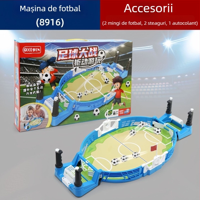 Joc de masă pentru doi – baschet și fotbal, din plastic; interacțiune părinte-copil, dezvoltare a gândirii, coordonare mână-ochi; pentru copii și tineri 4–35 ani