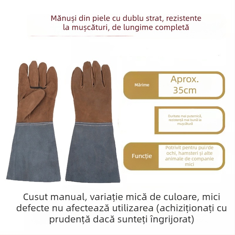 Mănuși anti-mușcături pentru animale de companie (pisici și câini) – piele de vită, lungime extinsă, rezistente la rupere, pentru baie și dresaj