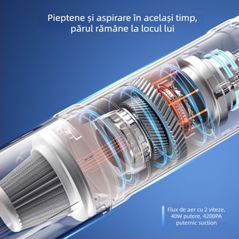 Dispozitiv de îngrijire pentru animale de companie all-in-one cu aspirare păr și pieptene, pentru câini și pisici, funcție de baie și uscare, marca Hippie dog