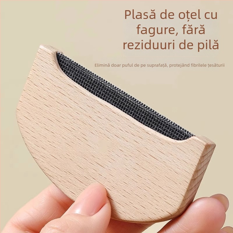 Instrument manual pentru îndepărtarea scamelor de pe haine, corp din lemn, include pieptene pentru cașmir și aparat de îndepărtat scame pentru lână — Material: Lemn; Origine: Yiwu; Stil: Simplitate modernă; Categoria: Role pentru scame, Îndepărtare păr