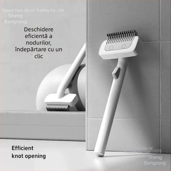 Shengbangrong Pensă de îngrijire animale – Deshedding pentru pisici cu păr lung, oțel inoxidabil, cap pătrat, cod produs AL