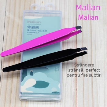 Pensete pentru sprâncene – oțel inoxidabil, vârfuri înclinate și plate, Mary'an