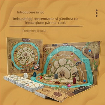 Pan Duo Joc de masă educativ: Labirint în pădure, Vânătoare de comori, Multiplayer pentru familie, Interacțiune părinte-copil, Material: plastic și carton