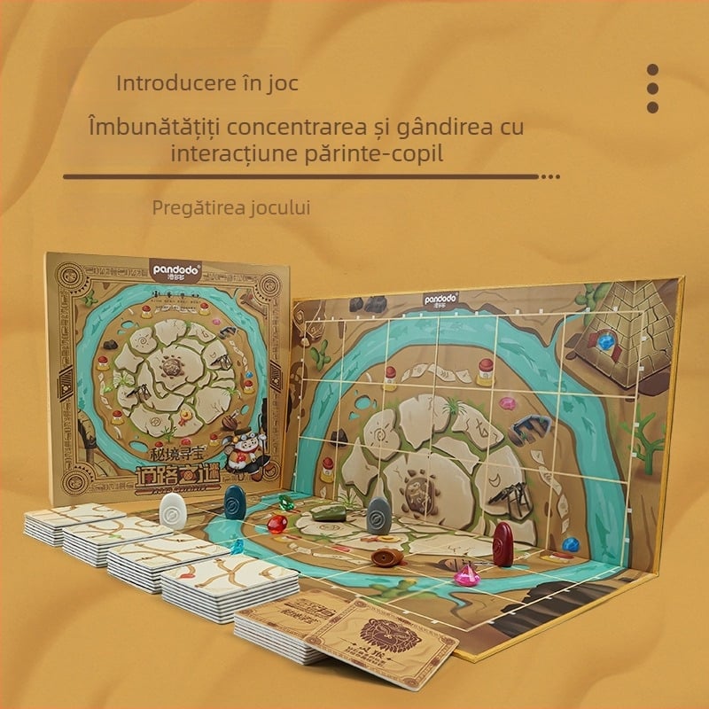 Pan Duo Joc de masă educativ: Labirint în pădure, Vânătoare de comori, Multiplayer pentru familie, Interacțiune părinte-copil, Material: plastic și carton