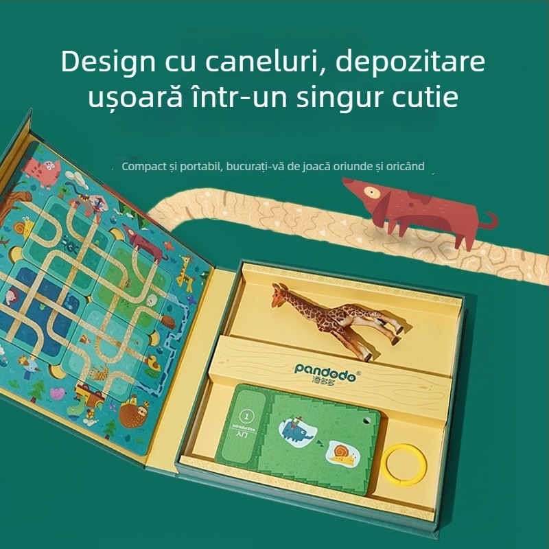 Pan Duo Joc de masă educativ: Labirint în pădure, Vânătoare de comori, Multiplayer pentru familie, Interacțiune părinte-copil, Material: plastic și carton