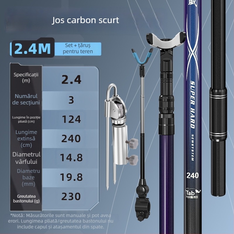 TAB Suport pentru undiță din fibră de carbon — rotație multi-direcțională, nepliabil