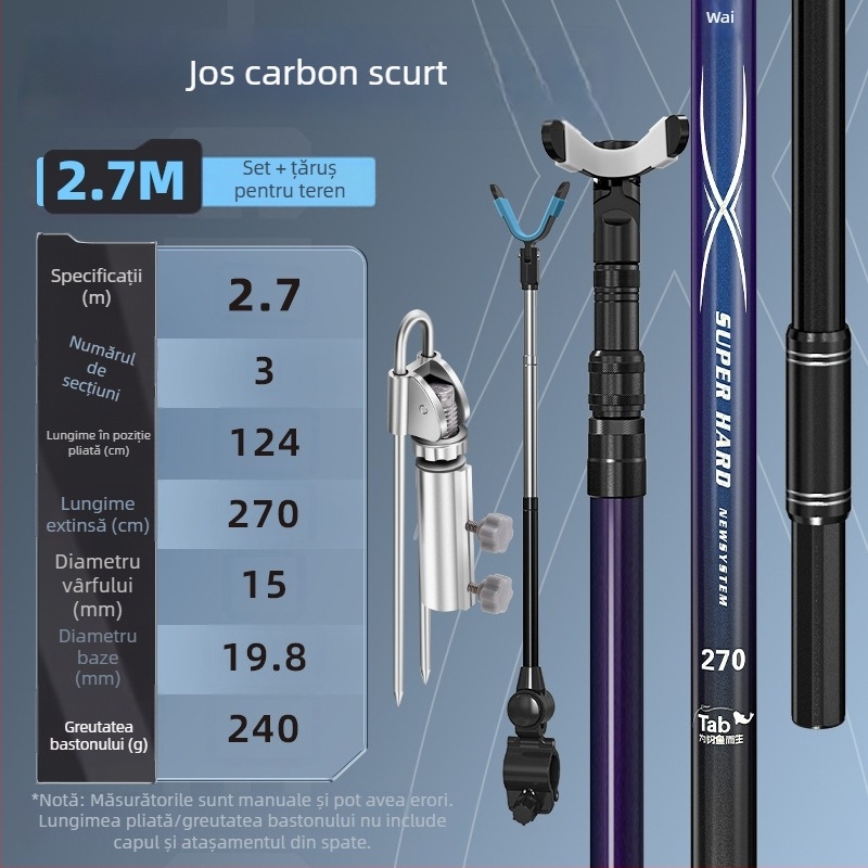 TAB Suport pentru undiță din fibră de carbon — rotație multi-direcțională, nepliabil