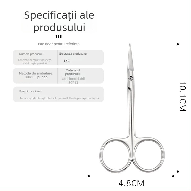 Foarfece cosmetice pentru pleoape duble, utilizare oftalmologică, oțel inoxidabil – foarfece pentru sprâncene și foarfece de machiaj