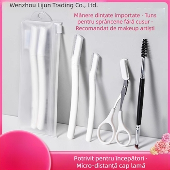 Set de îngrijire a sprâncenelor, 4 piese: trimmer, foarfecă și clips pentru sprânene; pentru începători