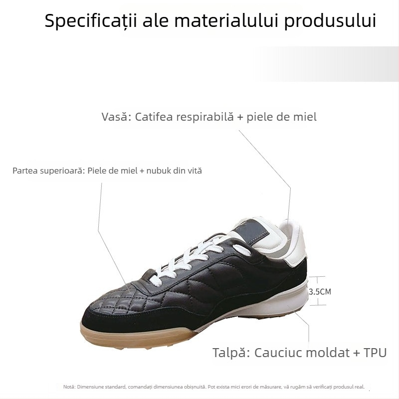 Adidași unisex din piele naturală, vârf rotund, șireturi, model diamantat, talpă din cauciuc