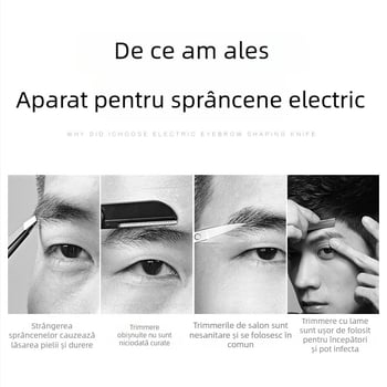 Trimmer electric pentru sprânene pentru bărbați, sigur pentru începători, reîncărcabil, pentru sprânene, tâmple, corp și păr pe picioare