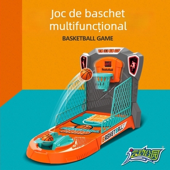 Sheng Ying plastic mini joc de baschet de birou cu catapultă pentru deget și scor electronic, destinat copiilor 4–6 ani
