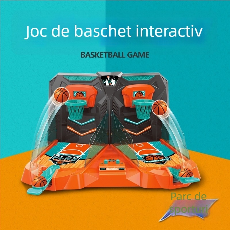 Sheng Ying plastic mini joc de baschet de birou cu catapultă pentru deget și scor electronic, destinat copiilor 4–6 ani