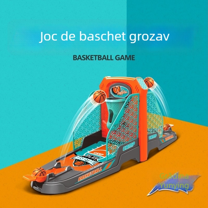 Sheng Ying plastic mini joc de baschet de birou cu catapultă pentru deget și scor electronic, destinat copiilor 4–6 ani