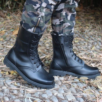 Cizme pentru bărbați: partea superioară din piele microfibră, înaltă, talpă din cauciuc, impermeabile, uscare rapidă