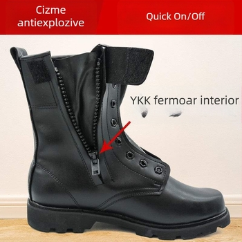 Cizme pentru bărbați: partea superioară din piele microfibră, înaltă, talpă din cauciuc, impermeabile, uscare rapidă