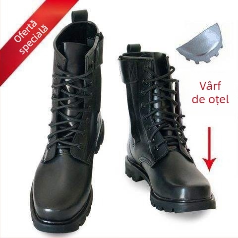 Cizme pentru bărbați: partea superioară din piele microfibră, înaltă, talpă din cauciuc, impermeabile, uscare rapidă