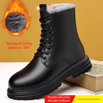 Ghete bărbați Martin din PU, vârf rotund, talpă din cauciuc, toc mediu 3–5 cm, căptușeală din piele artificială