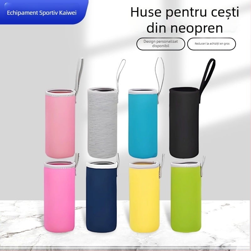 Husă pentru pahar din material de scufundare – protecție izolantă cu mâner, universală pentru pahare, imprimare logo, procesare personalizată