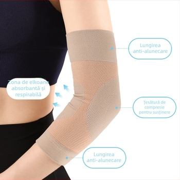 Protecție pentru cot din spandex/nylon, stil scurt, potrivire universală, pentru baschet și alergare