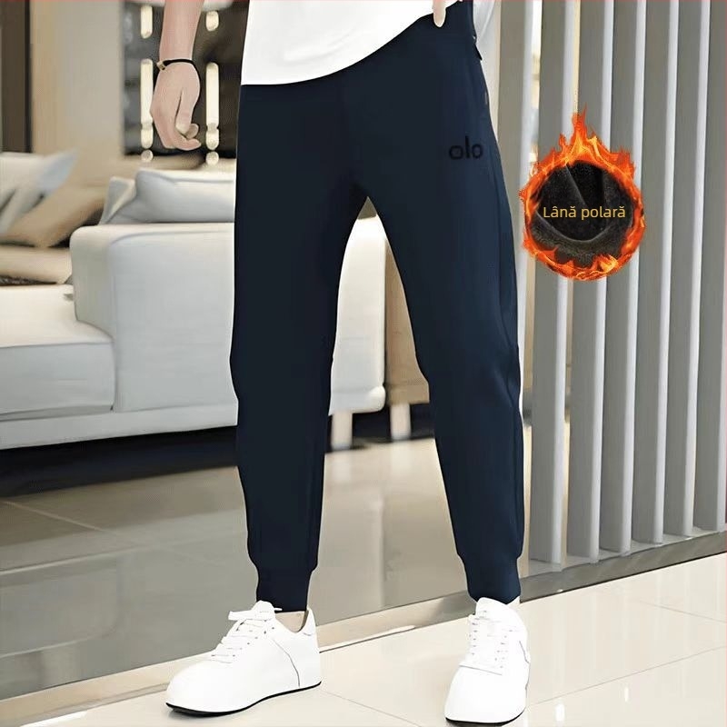 Pantaloni sport casual pentru bărbați, croială slim, dungate, respirabili, talie înaltă, fără curea, margine dreaptă, buzunare