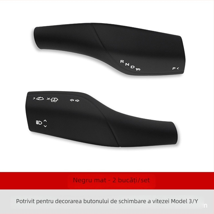 Kit interior Tesla Model 3/Y – inserții decorative pentru schimbător, volan și ștergător, ABS, model 22, logo personalizabil, etichetă privată licențiată