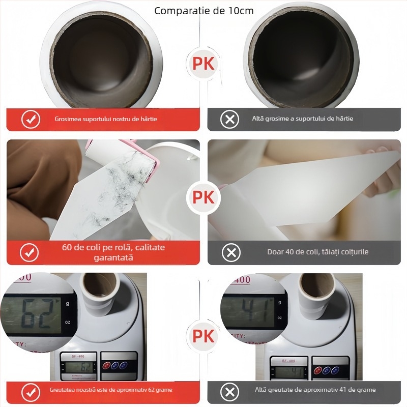 Nucleu înlocuibil pentru rolele lipicioase de îndepărtare a părului de pe haine – Material: bandă adezivă; Categorie: role de păr, eliminare păr; Brand: Altul