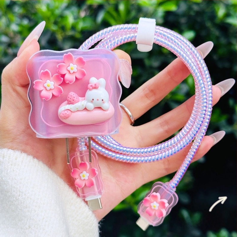 Protector TPU pentru cablul de încărcare, design desen animat, compatibil Apple 20W iPhone 14 Pro Max – protecție împotriva rupturilor