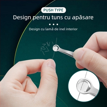 Tăietor pentru păr nazal - oțel inoxidabil, cap rotund, design inel, Ha Niu