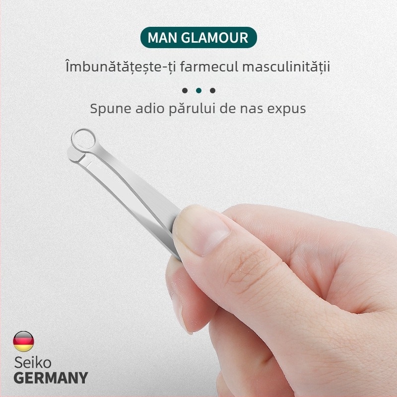 Tăietor pentru păr nazal - oțel inoxidabil, cap rotund, design inel, Ha Niu