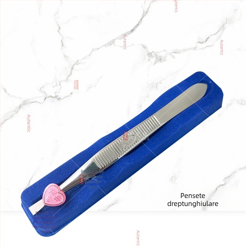 Pensetă Fenling pentru sprâncene cu vârfuri plate și înclinate | Unealtă de frumusețe din oțel inoxidabil pentru modelarea sprâncenelor și îndepărtarea părului facial