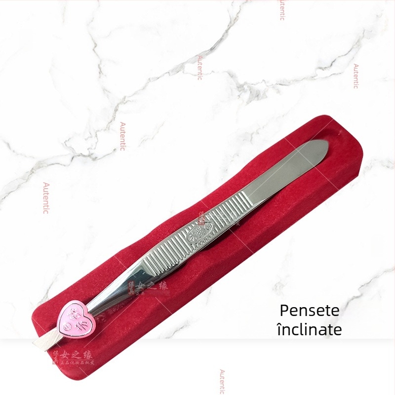 Pensetă Fenling pentru sprâncene cu vârfuri plate și înclinate | Unealtă de frumusețe din oțel inoxidabil pentru modelarea sprâncenelor și îndepărtarea părului facial